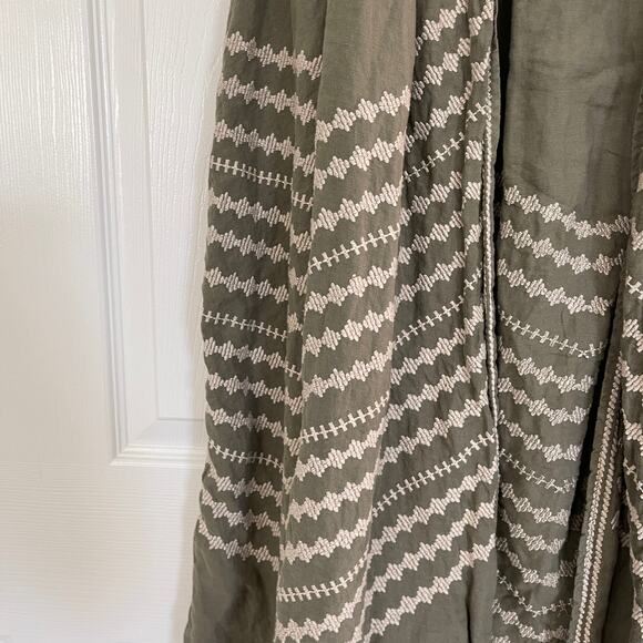 Johnny Was JWLA Petra Embroidered Olive Linen Duster Vest - Picture 5 of 9